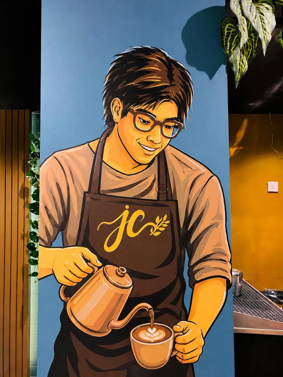 Barista mural inside Jessy's Courtyard
